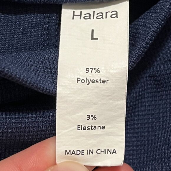 Halara Womens Waffle Knit Jogger Bib Overalls L Navy Jumpsuit Loungewear Comfy - Picture 7 of 8